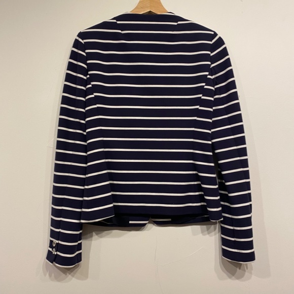 Banana Republic Navy Blue and White Nautical Stripe One Button Soft Blazer 2 - Picture 4 of 4